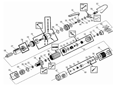 Fig-0 Diagram and Parts List for CP2829  Chicago Pneumatic Screwdriver